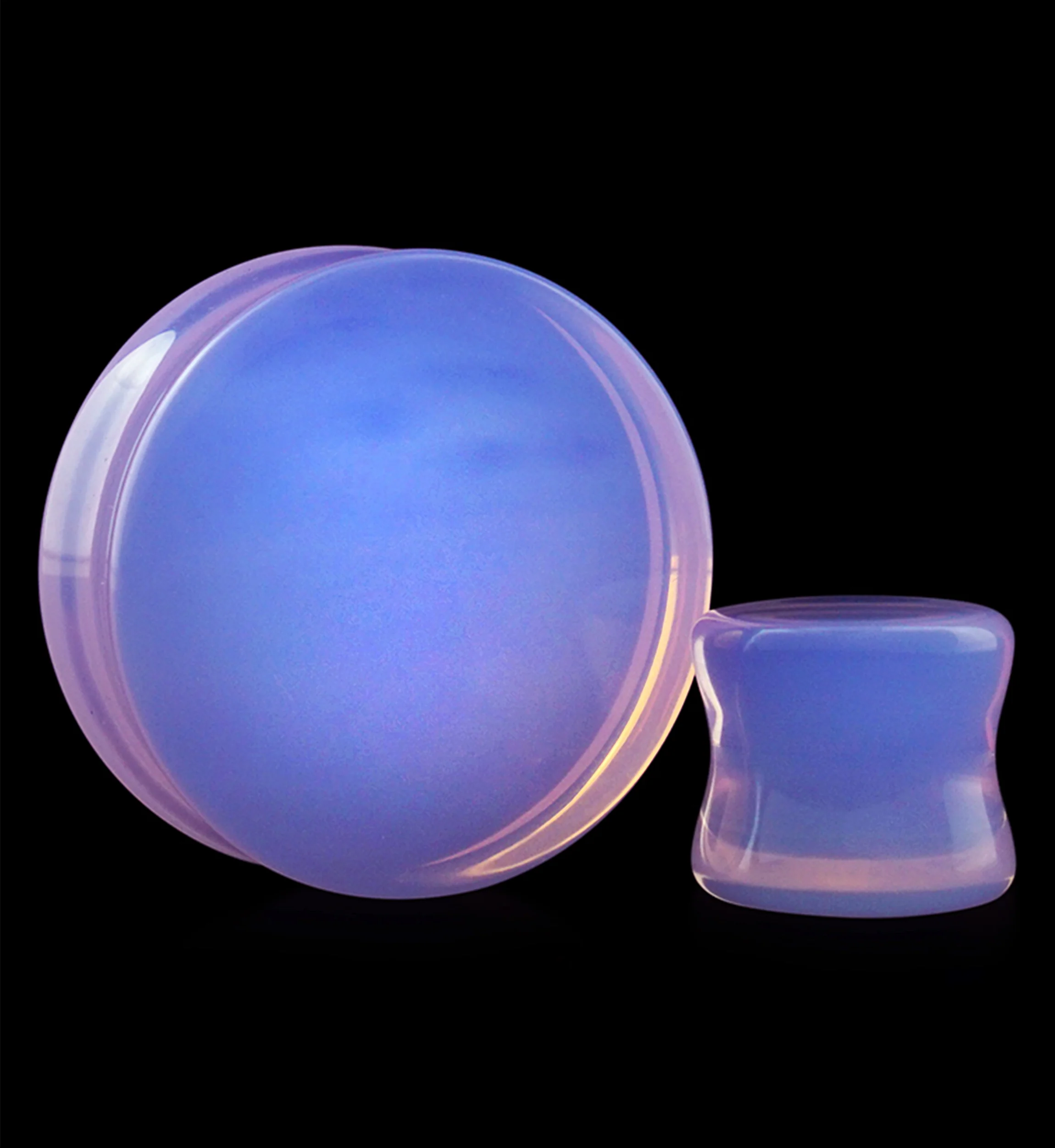 Lavender Opalite Glass Double Flare Plugs - Mrs Treak