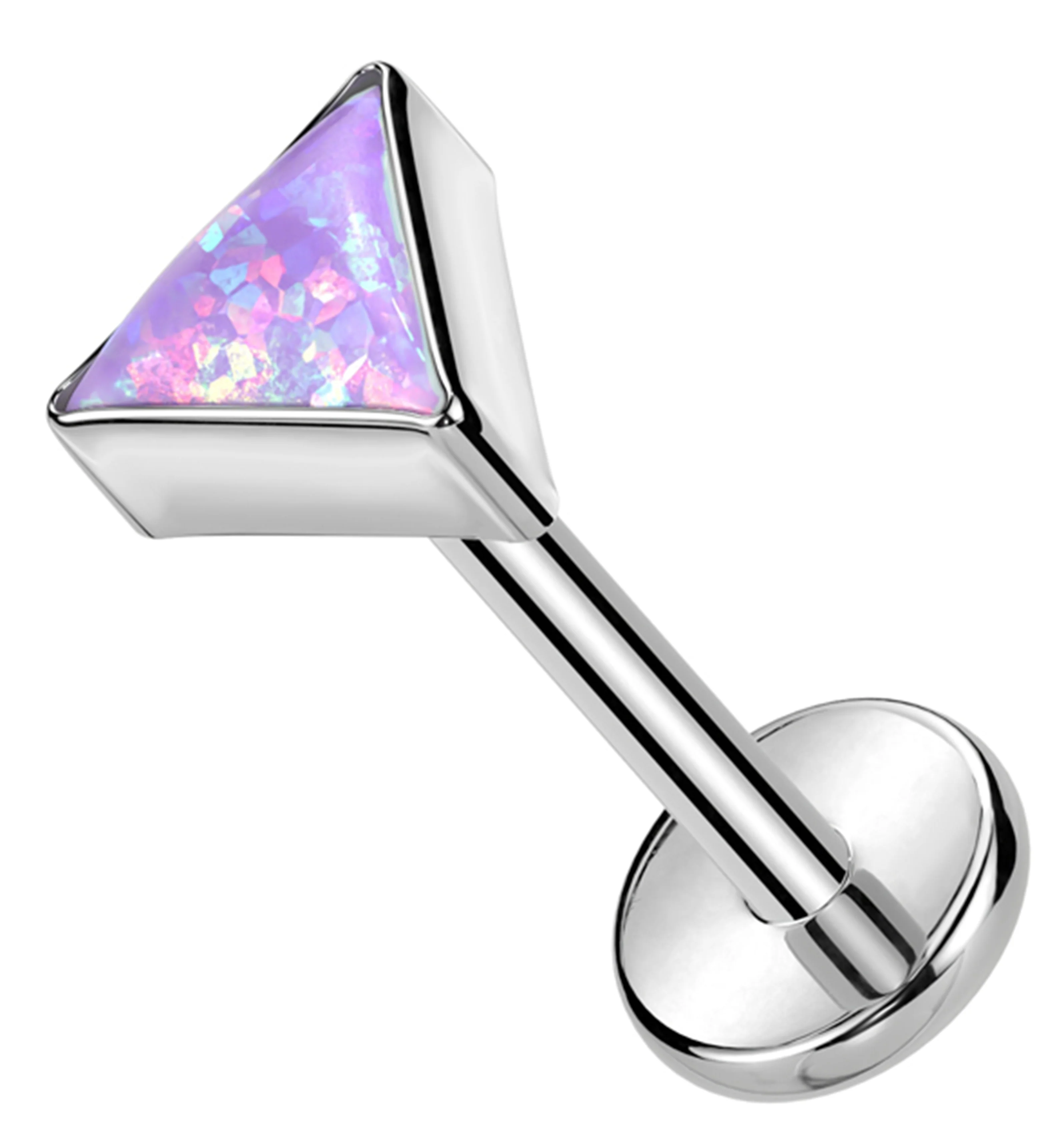 Triangle Purple Opalite Titanium Threadless Labret - Mrs Treak