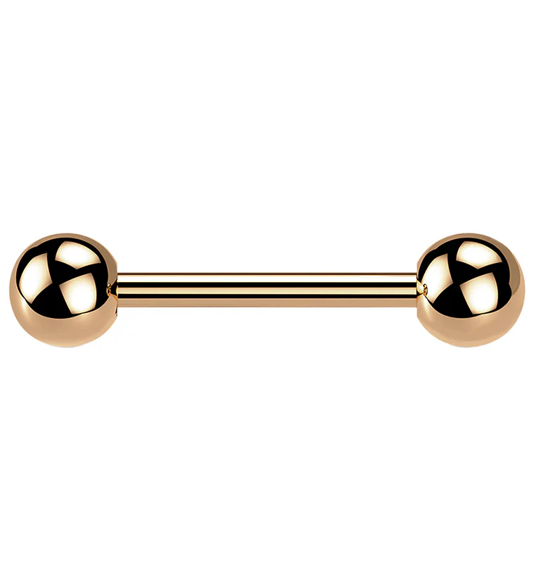 Rose Gold PVD Double Ball Titanium Barbell - Mrs Treak