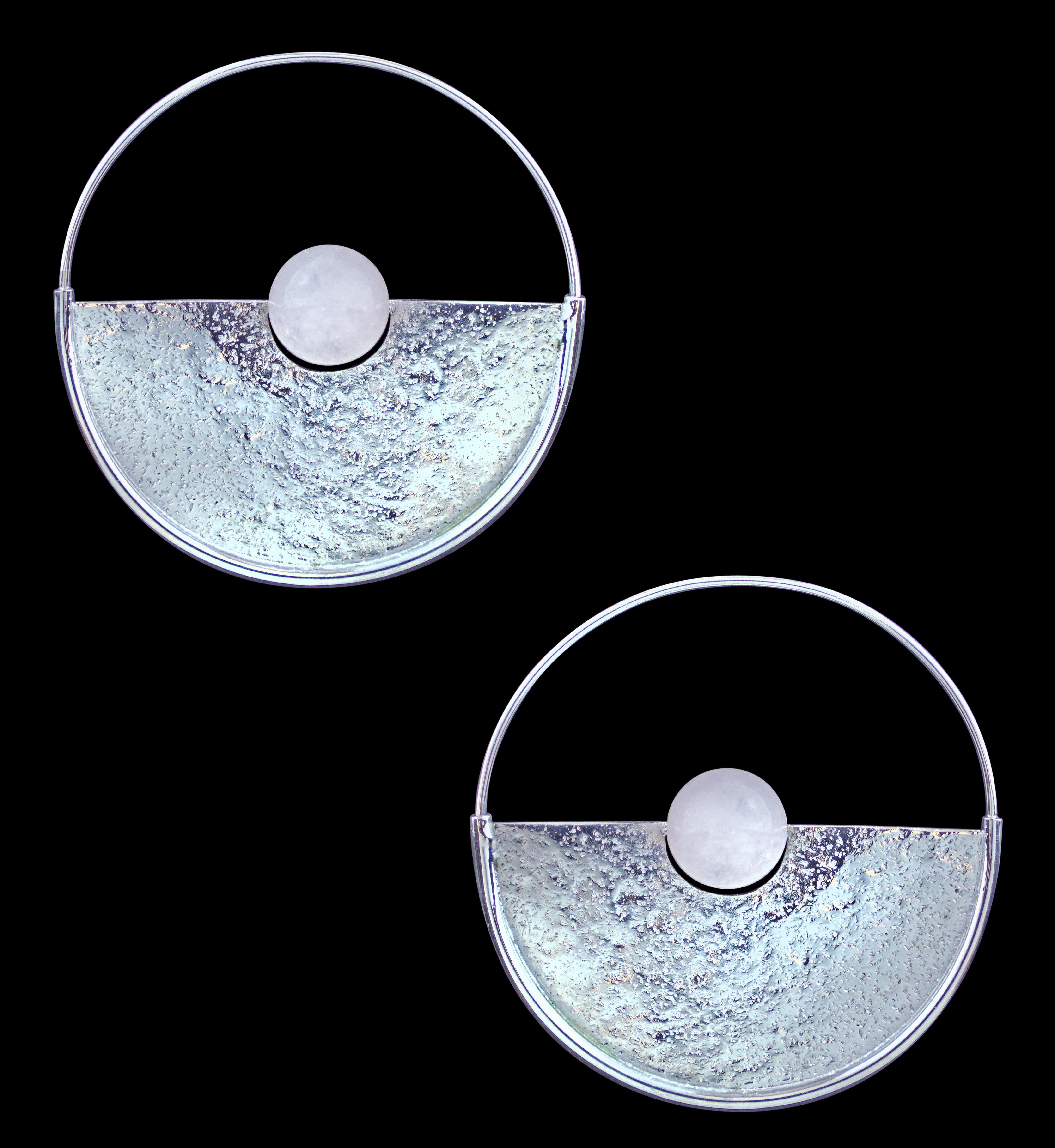 Meridian Rose Quartz Sphere White Brass Earrings - Hangers - Mrs Treak