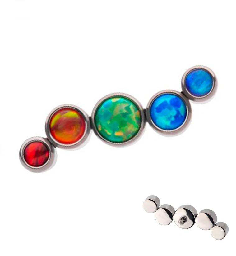 Ripple Rainbow Opalite Internally Threaded Titanium Top - Mrs Treak