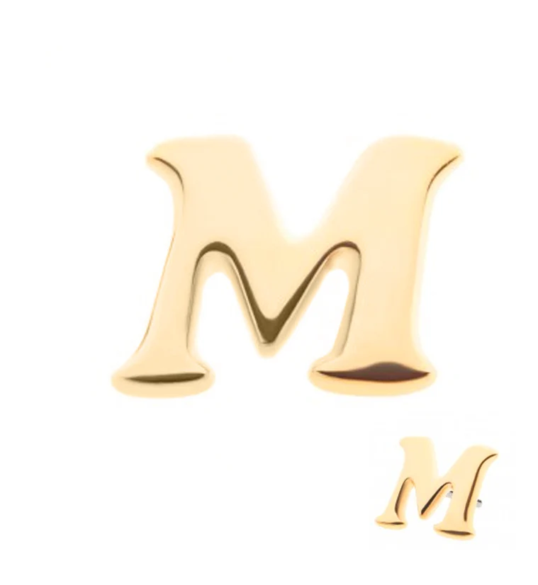 14kt Gold Letter M Threadless Top - Mrs Treak