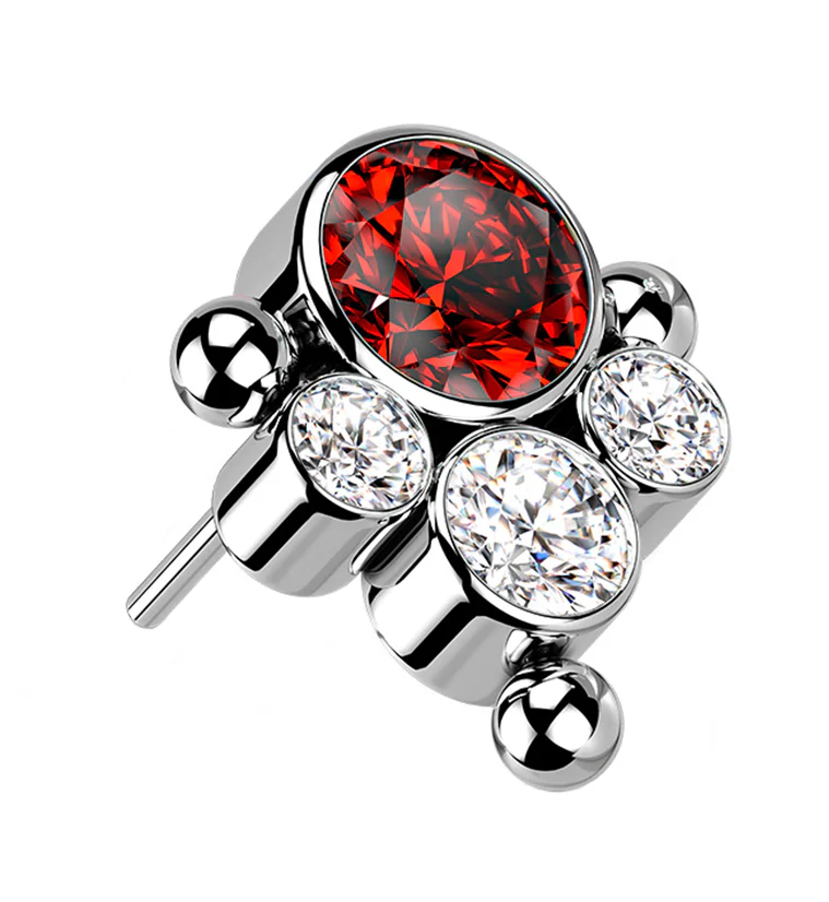 Red CZ Bundle Titanium Threadless Top - Mrs Treak