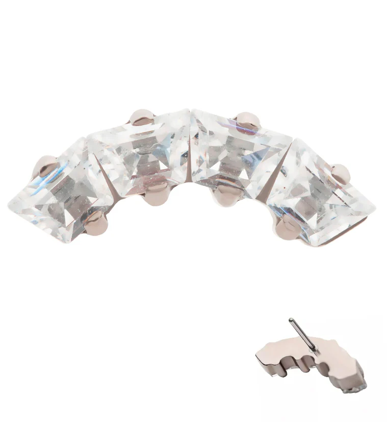 Quartet Trapezoid Arch Clear CZ Threadless Titanium Top - Mrs Treak