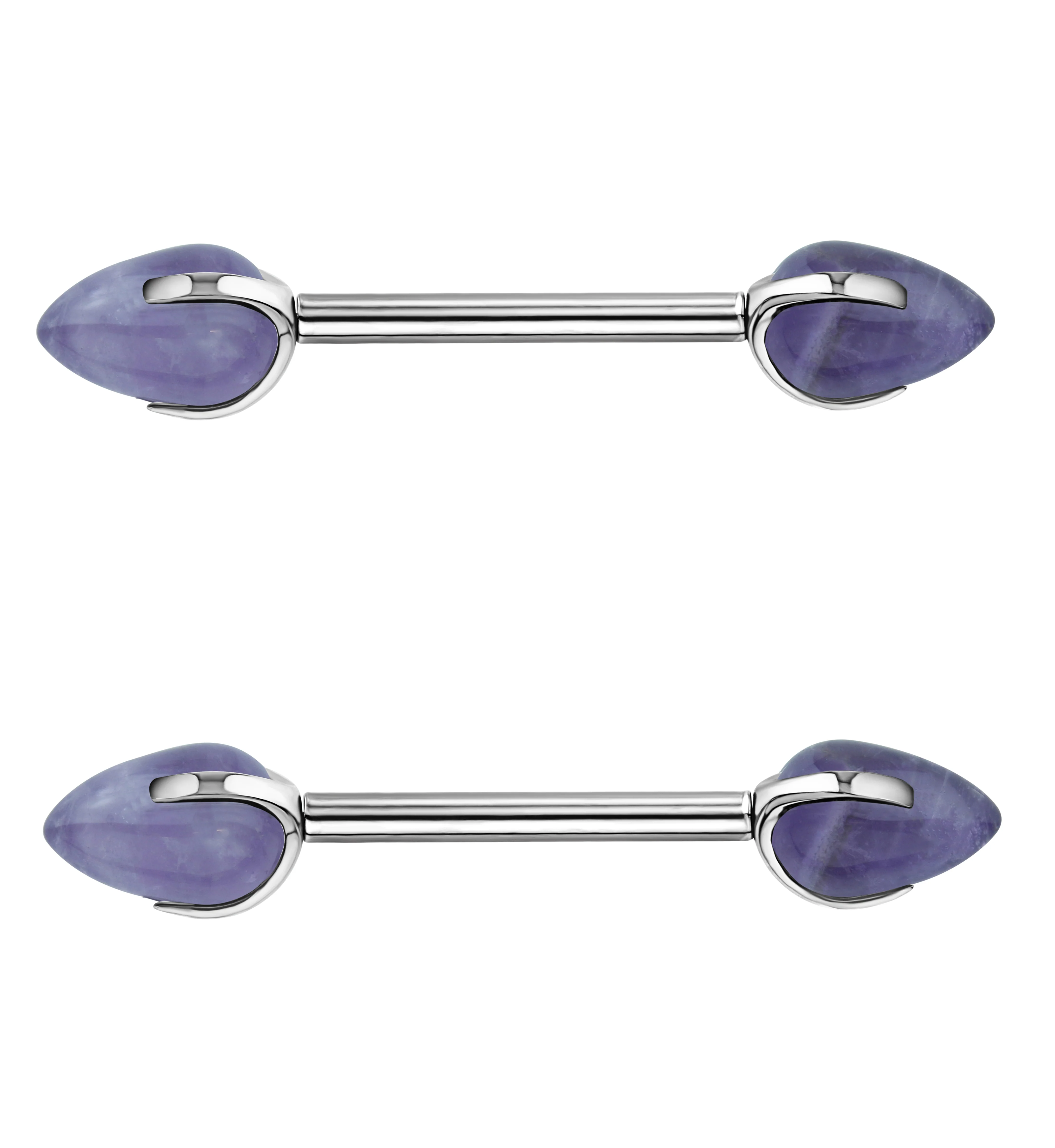 Point Amethyst Stone Threadless Titanium Nipple Barbell - Mrs Treak