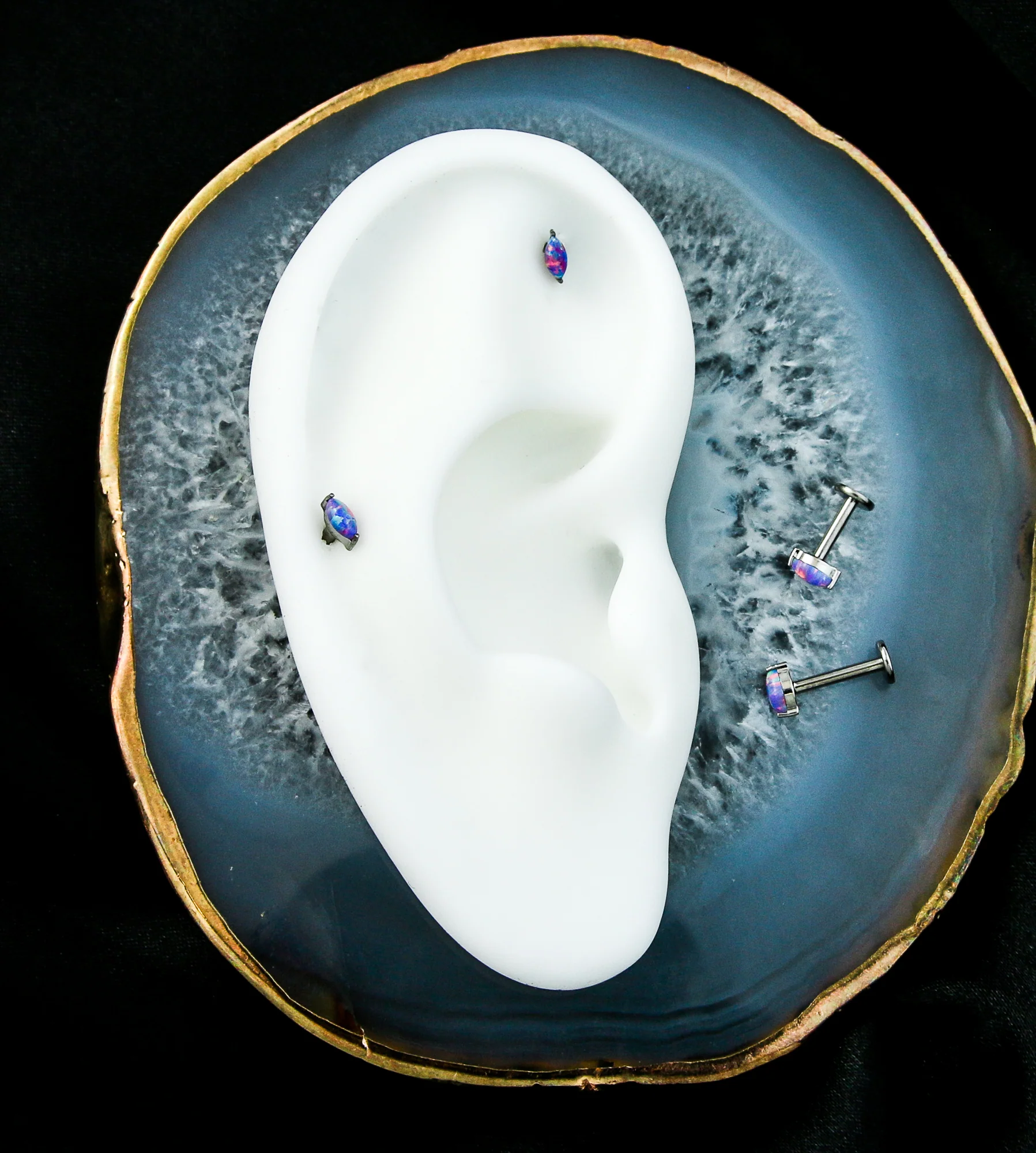 Marquise Purple Opalite Internally Threaded Titanium Labret - Mrs Treak