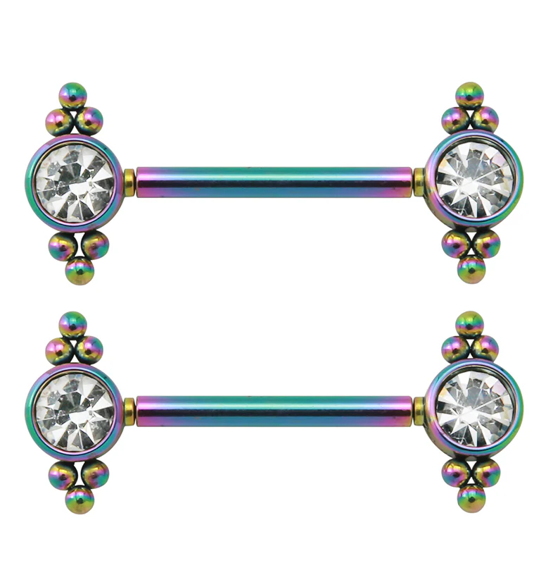 14G Rainbow PVD Covey Threadless Nipple Ring Barbells - Mrs Treak