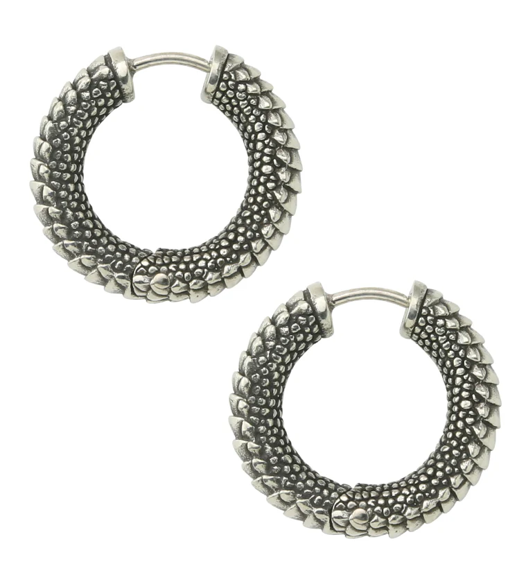 Scales White Brass Hinged Earrings - Mrs Treak