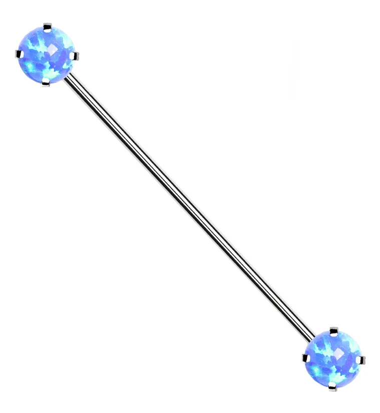 Blue Opalite Stainless Steel Threadless Industrial Barbell - Mrs Treak