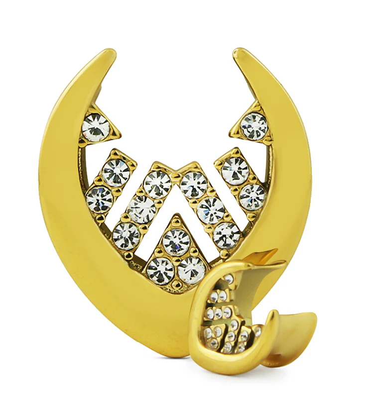 Gold PVD Geo Pave Clear CZ Stainless Steel Saddles - Mrs Treak