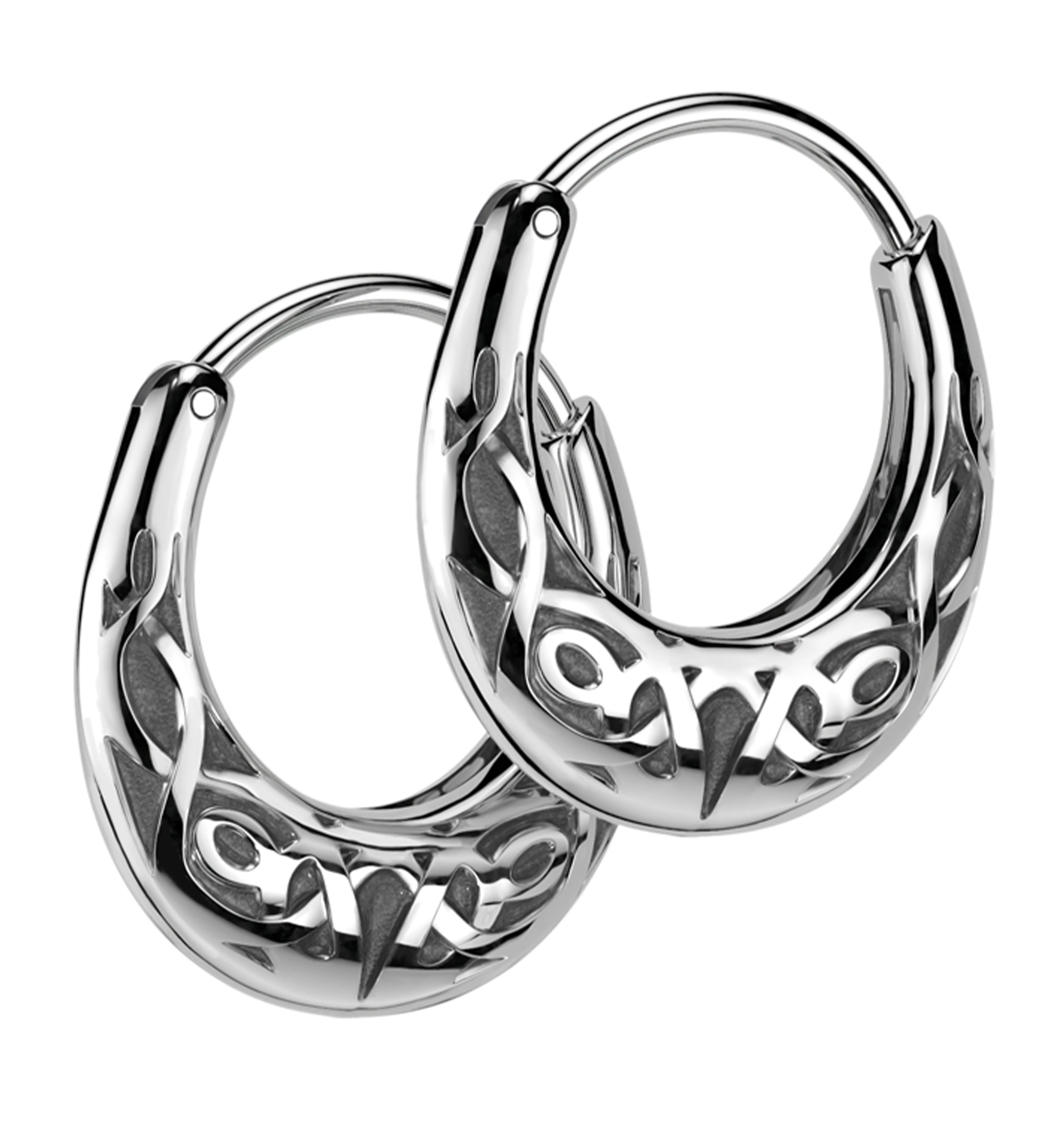 Celtic Knot Hoop Stainless Steel Hinged Earrings - Mrs Treak