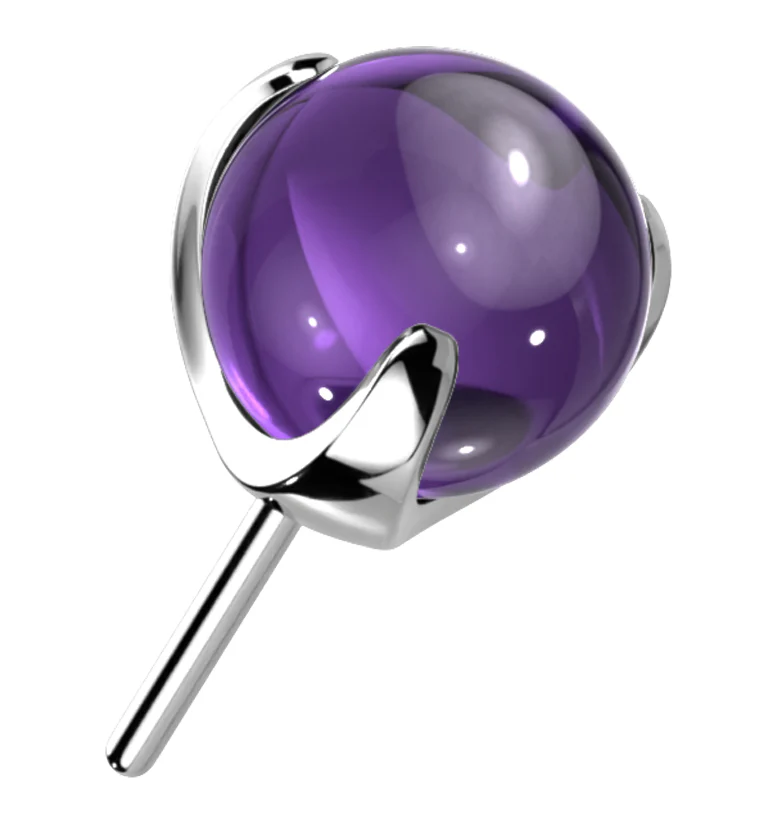 Purple Glass Claw Titanium Threadless Top - Mrs Treak
