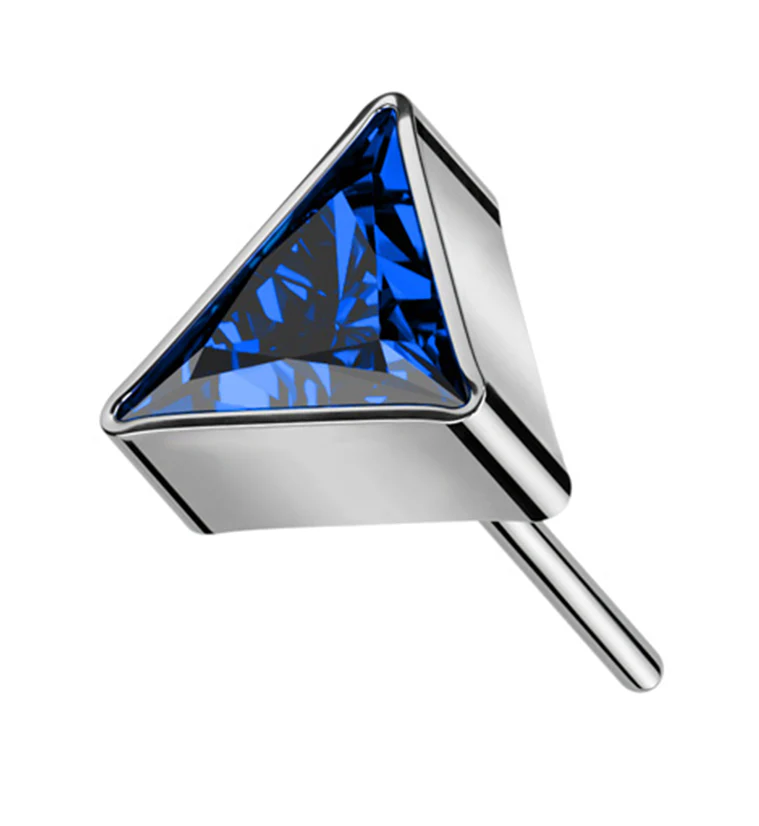 Triangle Blue CZ Threadless Titanium Top - Mrs Treak