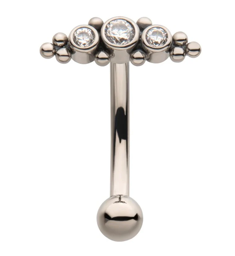 Beaded Ovate Titanium Curved Barbell - Mrs Treak