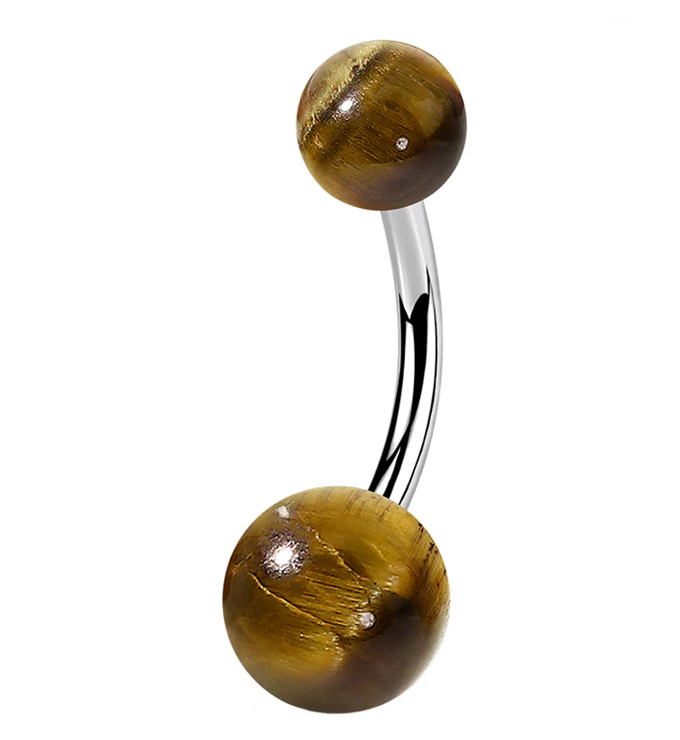 Double Tiger Eye Stone Belly Ring - Mrs Treak