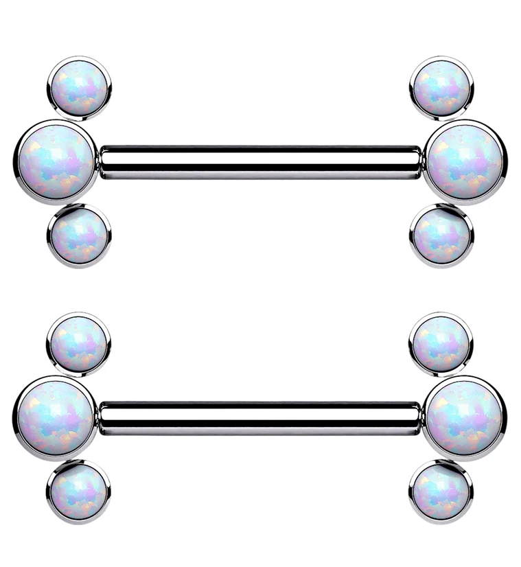 14G Trice Opalite Titanium Nipple Ring Barbell - Mrs Treak