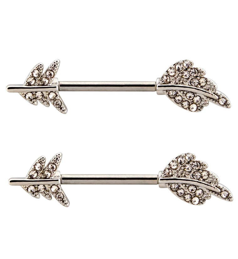 Feather Arrow Stainless Steel Nipple Barbell - Mrs Treak
