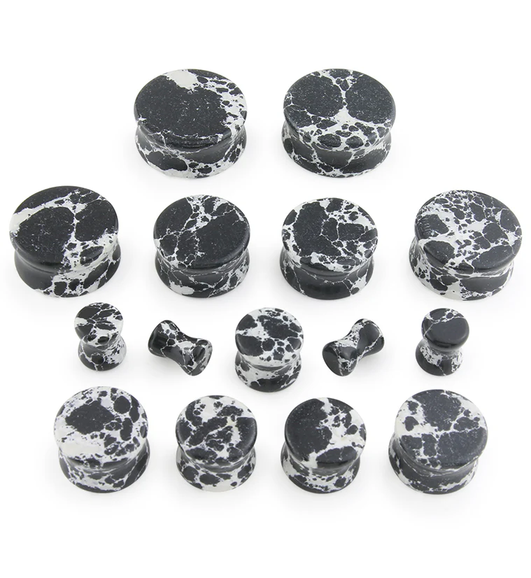 Black And White Howlite Stone Plugs - Mrs Treak