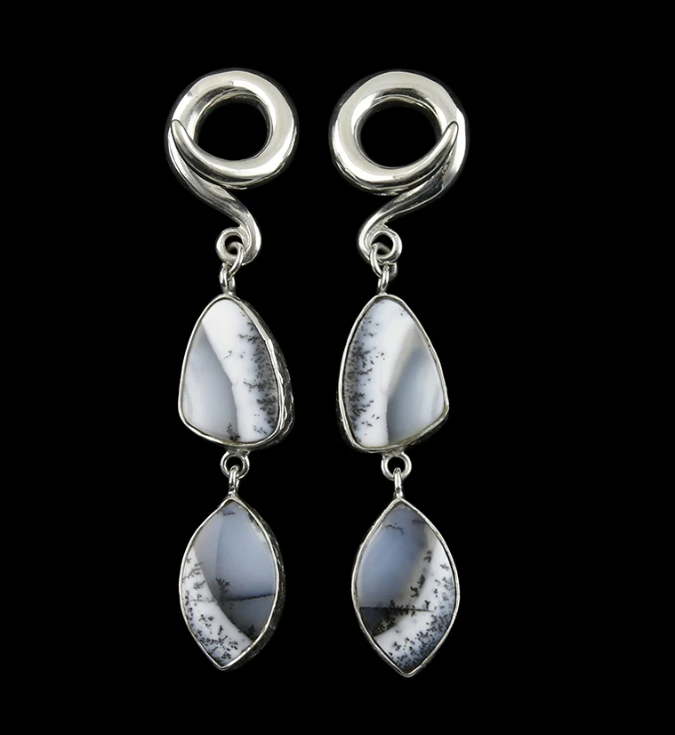 Double Dendritic Opal Stone Ear Weights Version 1 - Mrs Treak