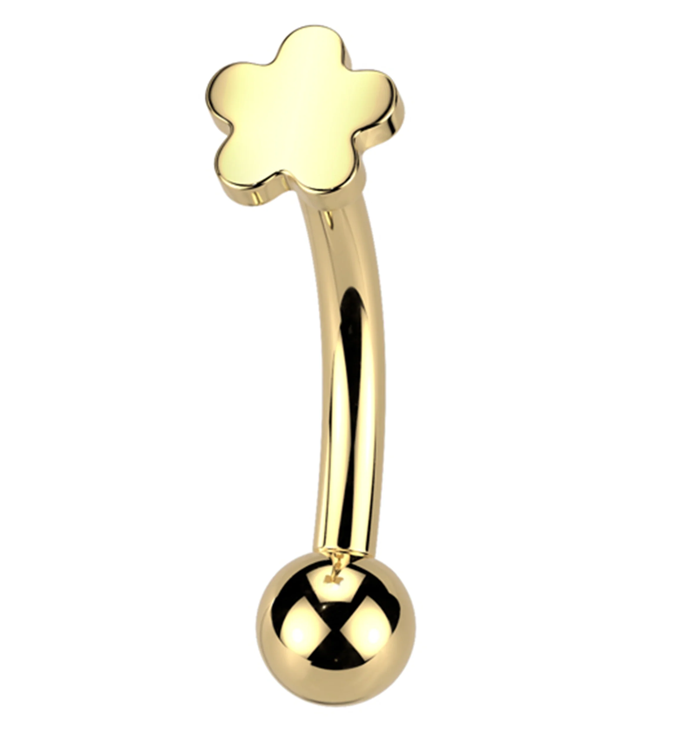 Gold PVD Bubble Flower Threadless Titanium Curved Barbell - Mrs Treak