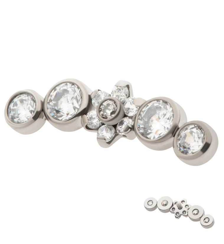 Centered Flower Arch Clear CZ Titanium Internally Threaded Top - Mrs Treak