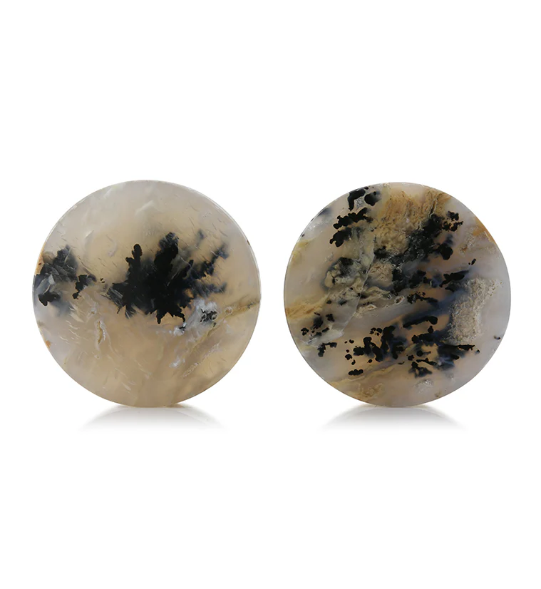 Tiger Agate Dendritic Stone Plugs 1 & 1/4