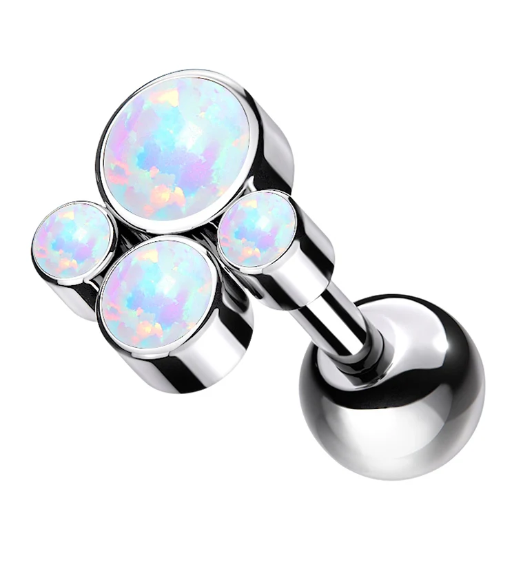 White Opalite Bunch Titanium Cartilage Barbell - Mrs Treak