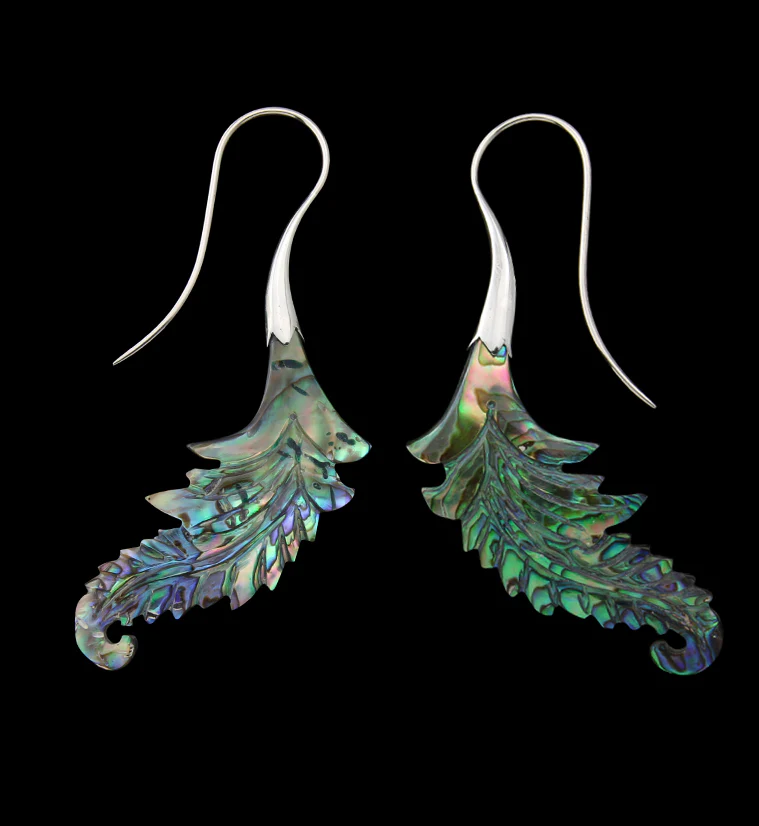 18G Feather White Brass Abalone Hangers / Earrings - Mrs Treak