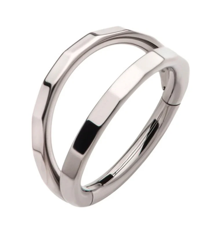Double Crinkle Titanium Hinged Segment Ring - Mrs Treak