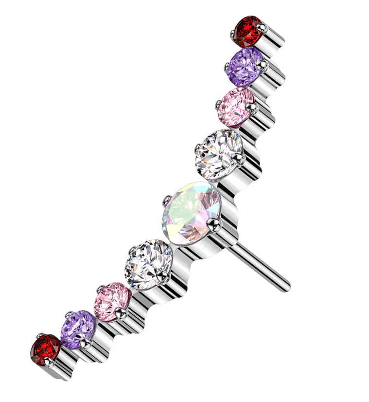 Arc Rainbow CZ Titanium Threadless Top - Mrs Treak