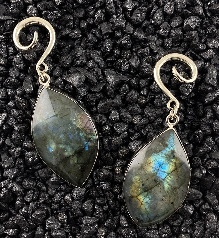 Elliptic Labradorite Stone Ear Weights - Mrs Treak