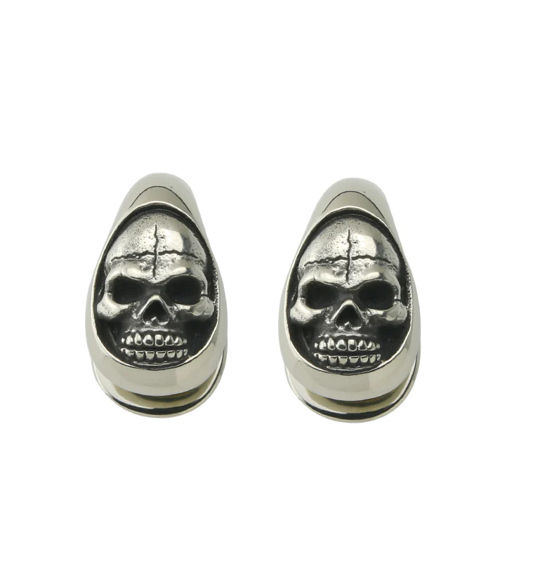 Death Keyhole White Brass Ear Weights - Mrs Treak