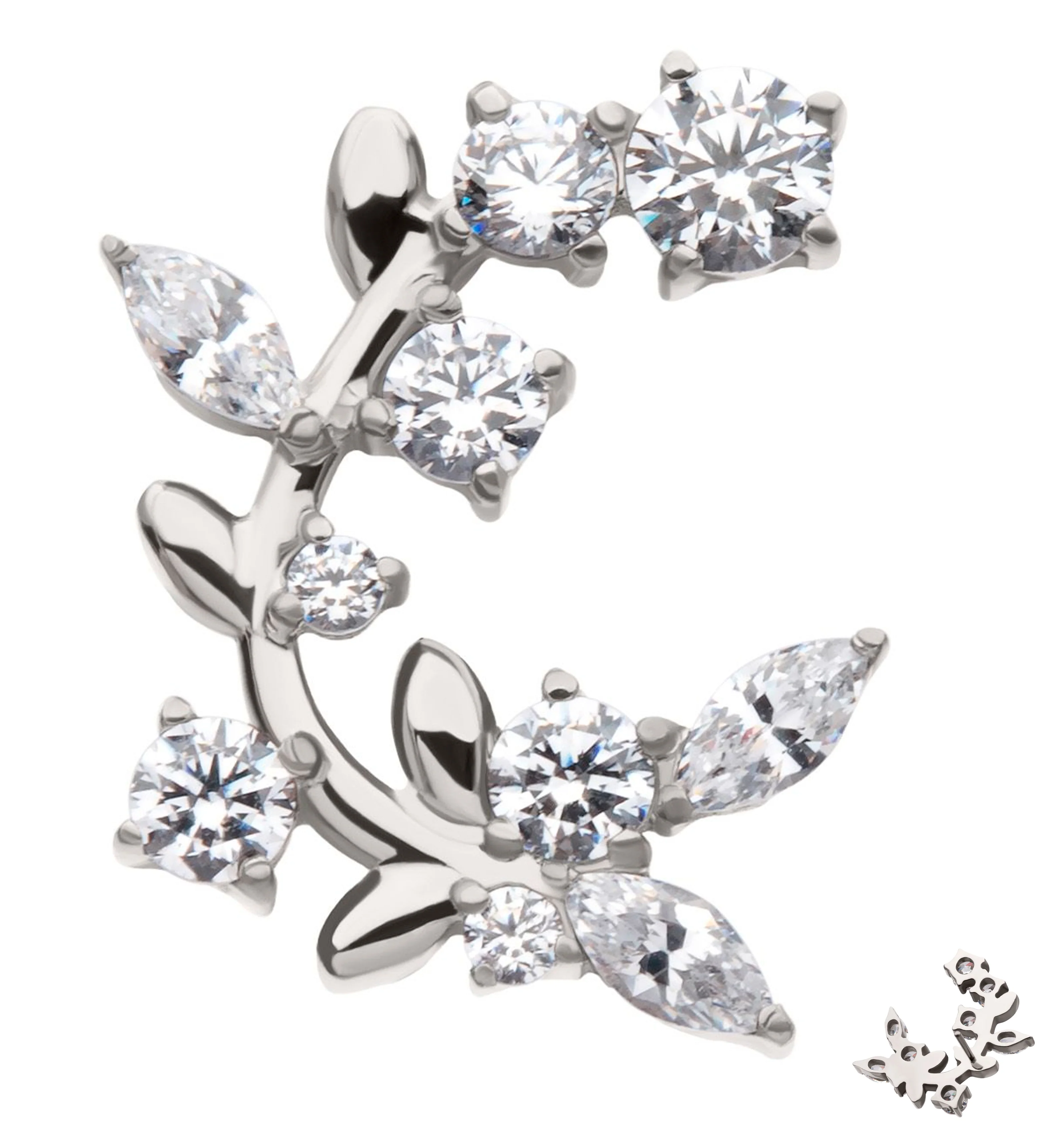 Blooming Vine Clear CZ Titanium Threadless Top - Mrs Treak