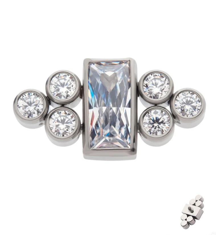 Rectangle Trinity CZ Internally Threaded Titanium Top - Mrs Treak