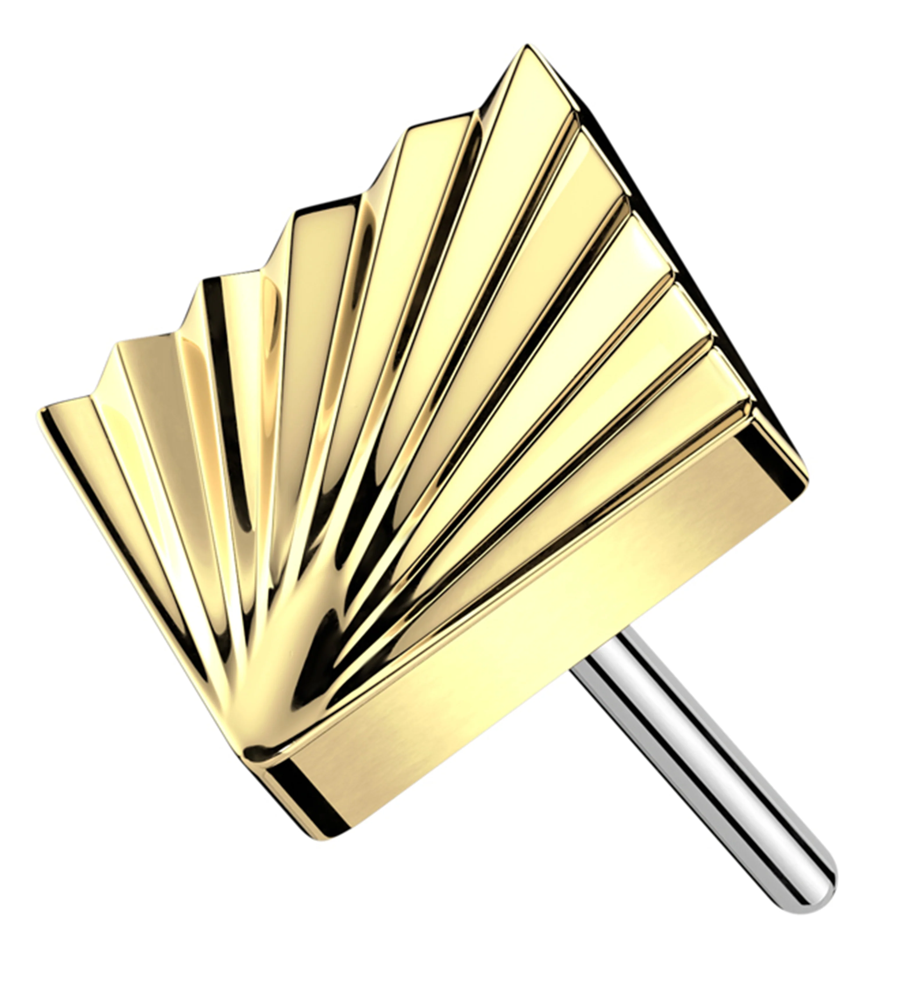 Gold PVD Score Square Titanium Threadless Top - Mrs Treak