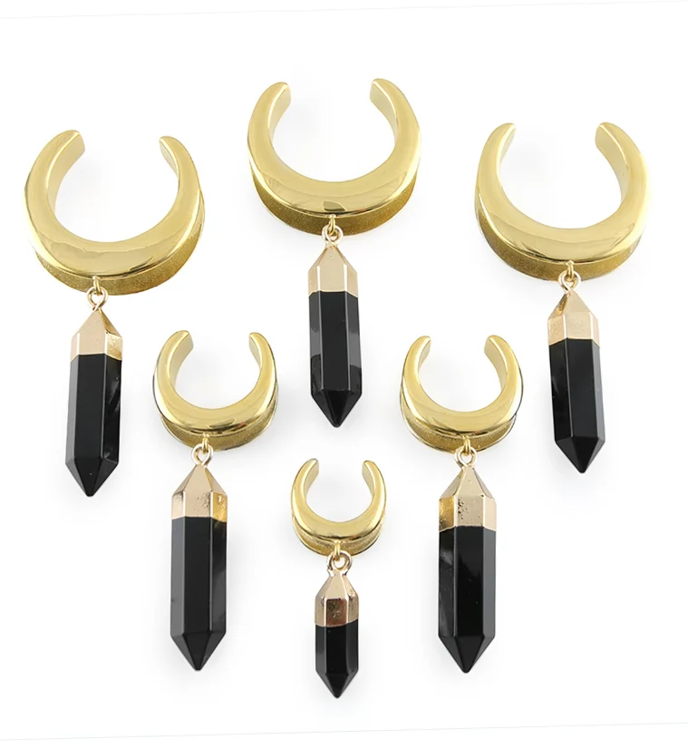 Black Prism Dangle Gold PVD Stainless Steel Saddles - Mrs Treak