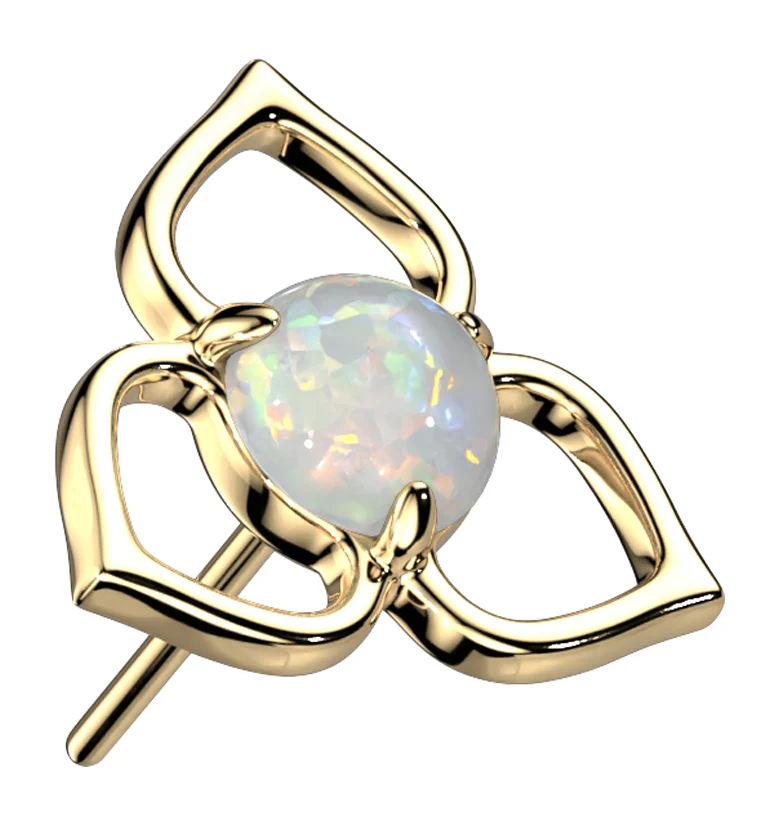 14kt Gold Tri Petal White Opalite Threadless Top - Mrs Treak