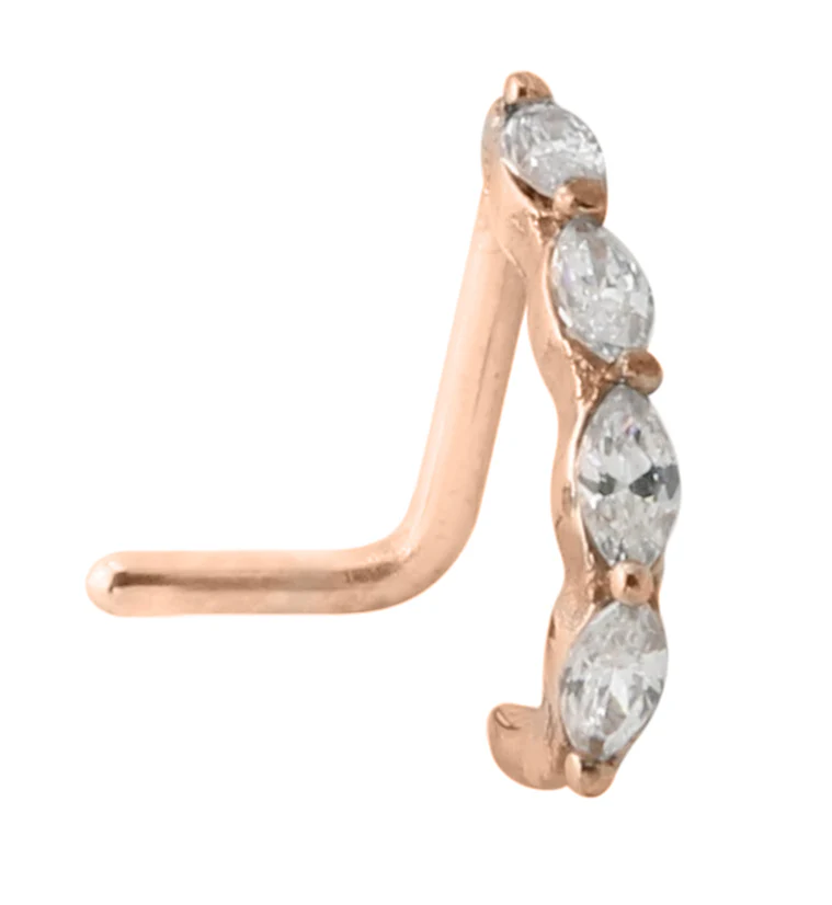 18G Rose Gold PVD Ribbon CZ Nose Curve - Mrs Treak
