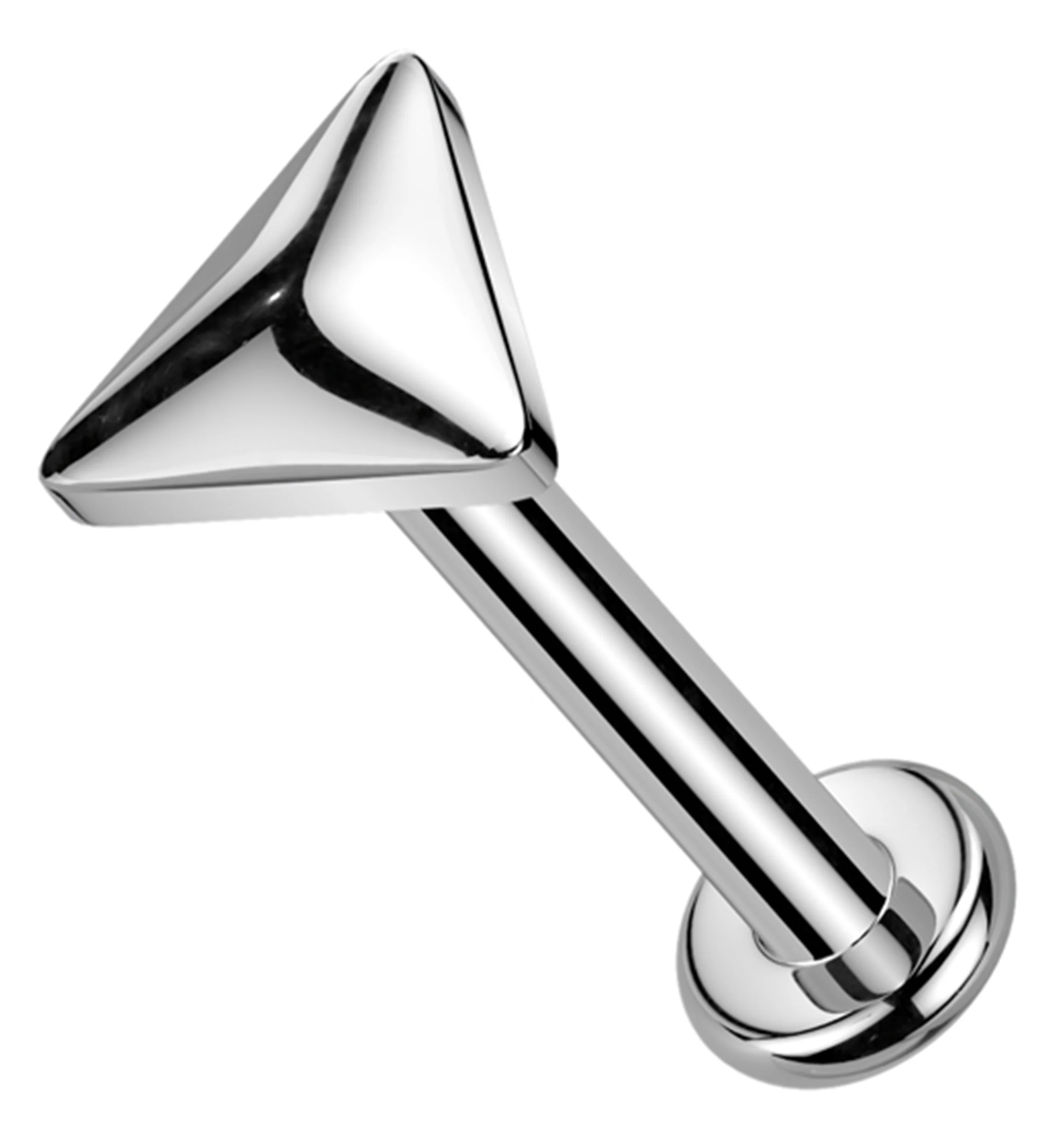 Compact Triangle Internally Threaded Titanium Flat Disk Labret - Mrs Treak