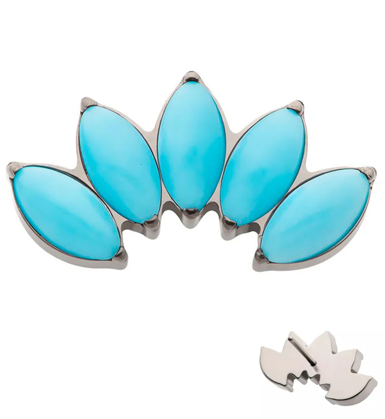 Half Crown Howlite Turquoise Stone Threadless Titanium Top - Mrs Treak