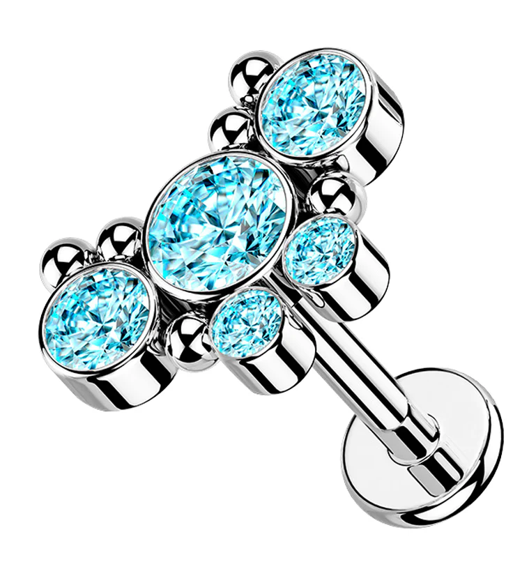 Aqua Passel Gem Labret Post - Mrs Treak