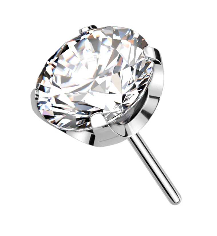 Prong Clear CZ Threadless Titanium Top - Mrs Treak