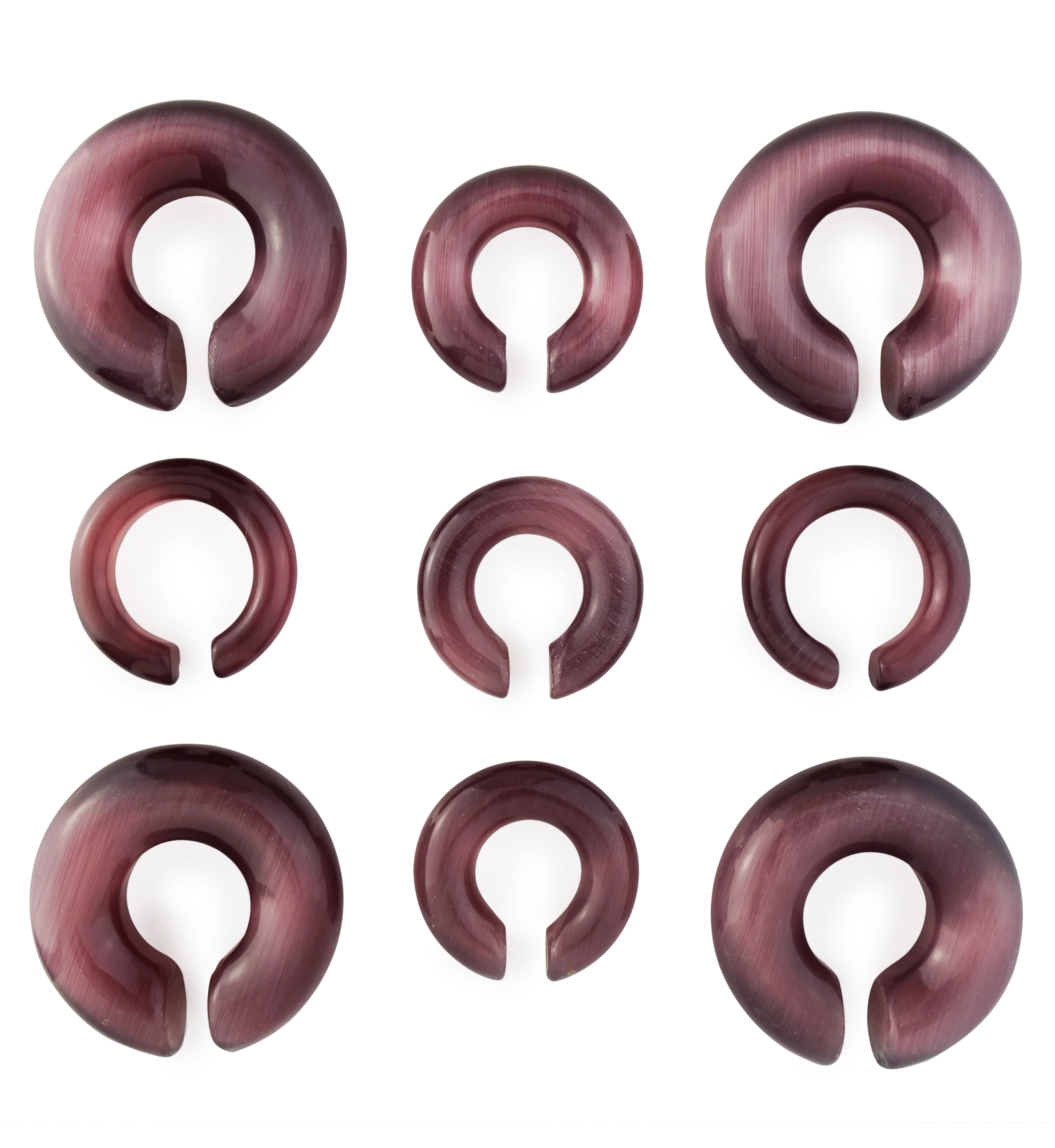 Purple Cat's Eye Glass Hoop Plugs - Mrs Treak