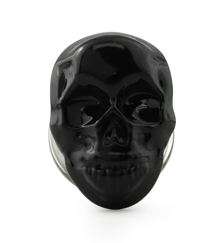 Black Skull Double Flare Glass Plugs - Mrs Treak