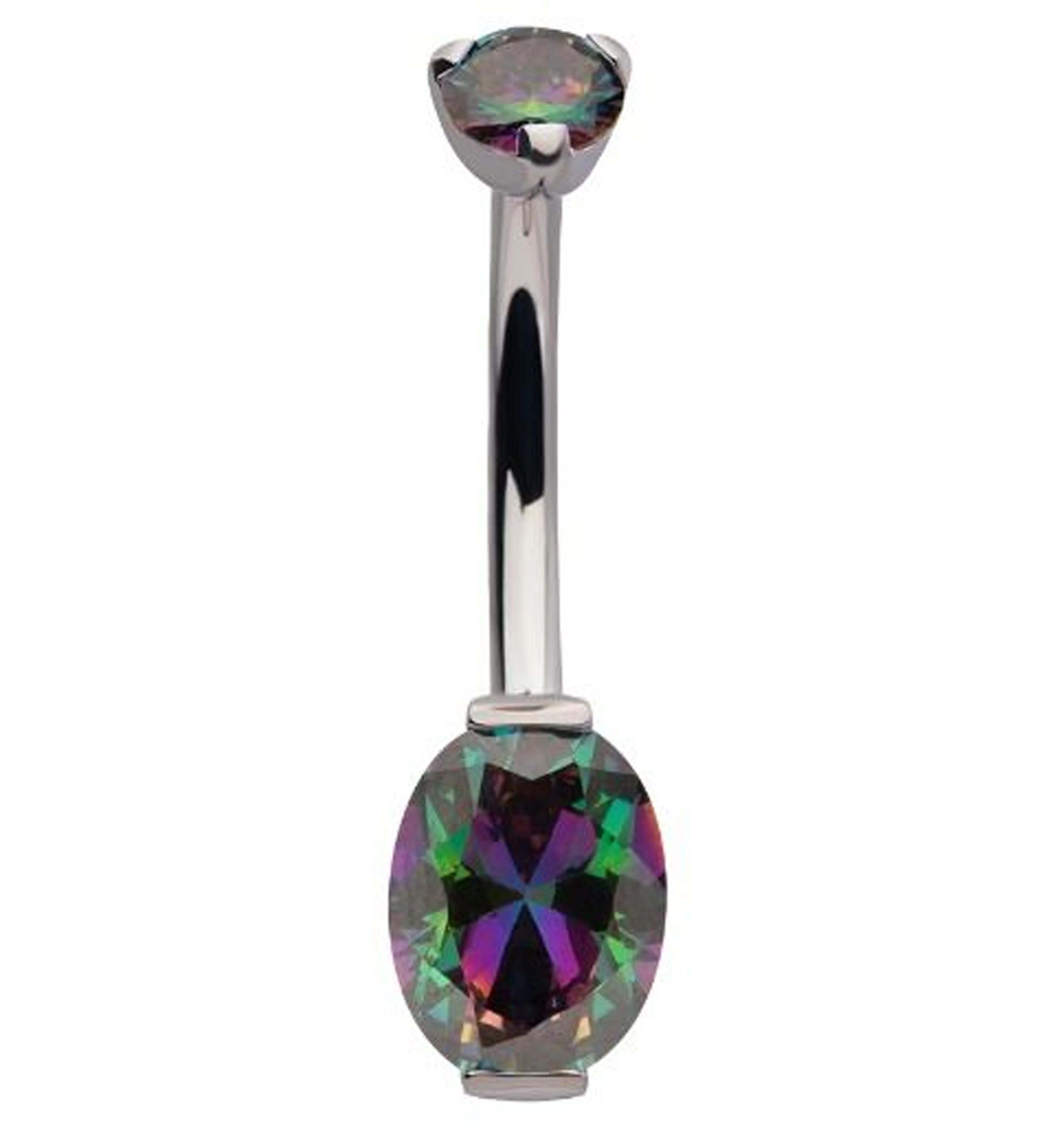 Oval Black Aurora CZ Titanium Belly Button Ring - Mrs Treak