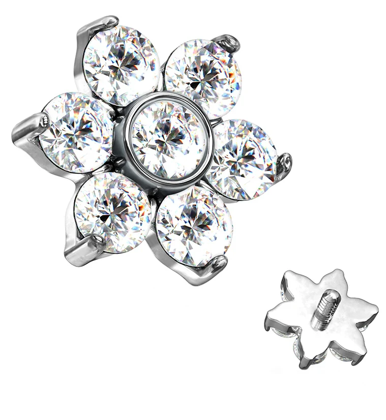 Clear CZ Floret Threaded End - Mrs Treak