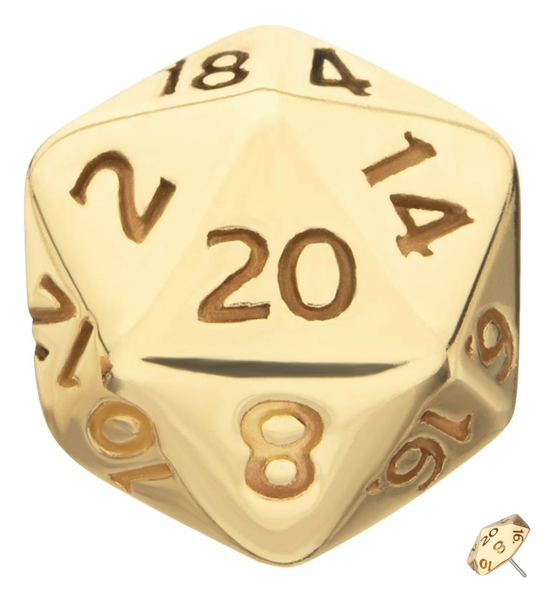 14kt Gold Dungeons & Dragons Dice Threadless Top - Mrs Treak