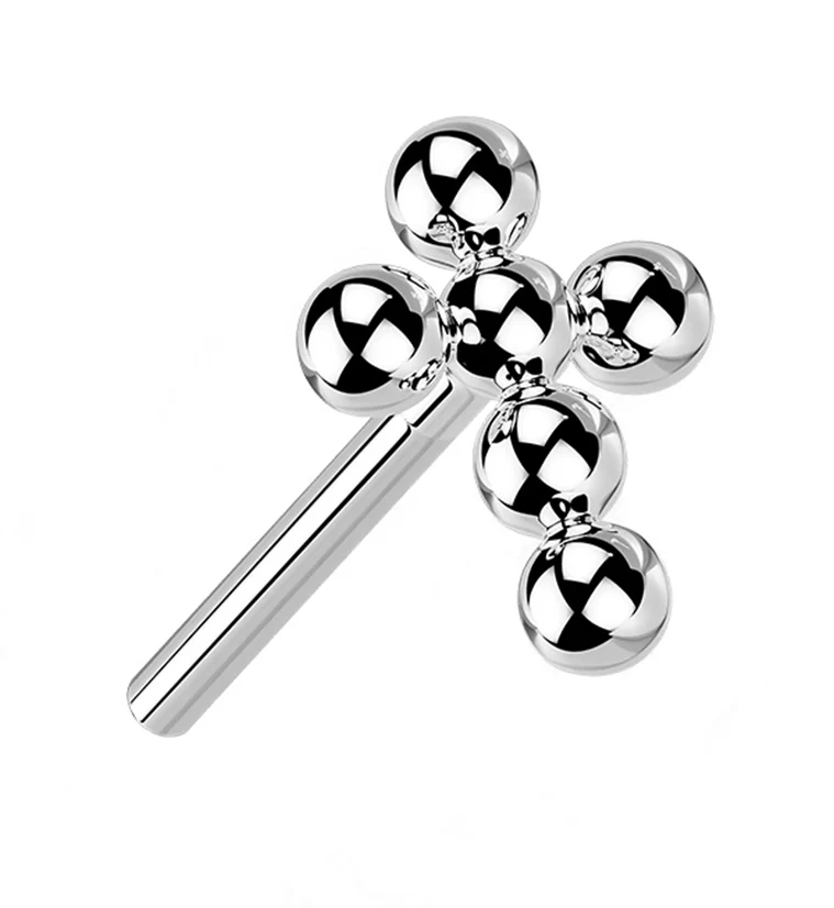 Beaded Cross Titanium Threadless Top - Mrs Treak