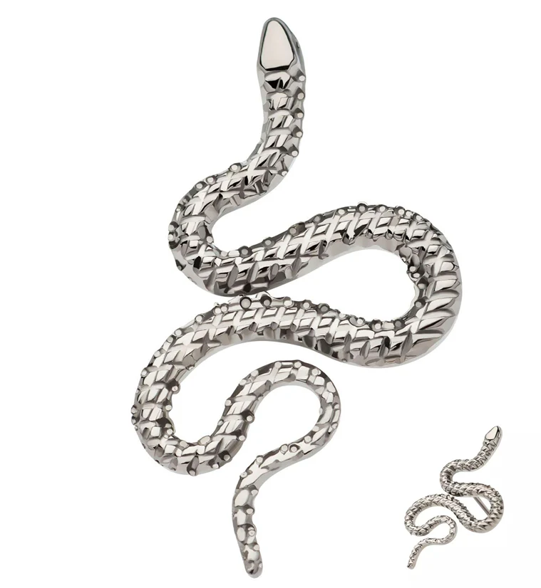 Crosshatch Snake Threadless Titanium Top - Mrs Treak