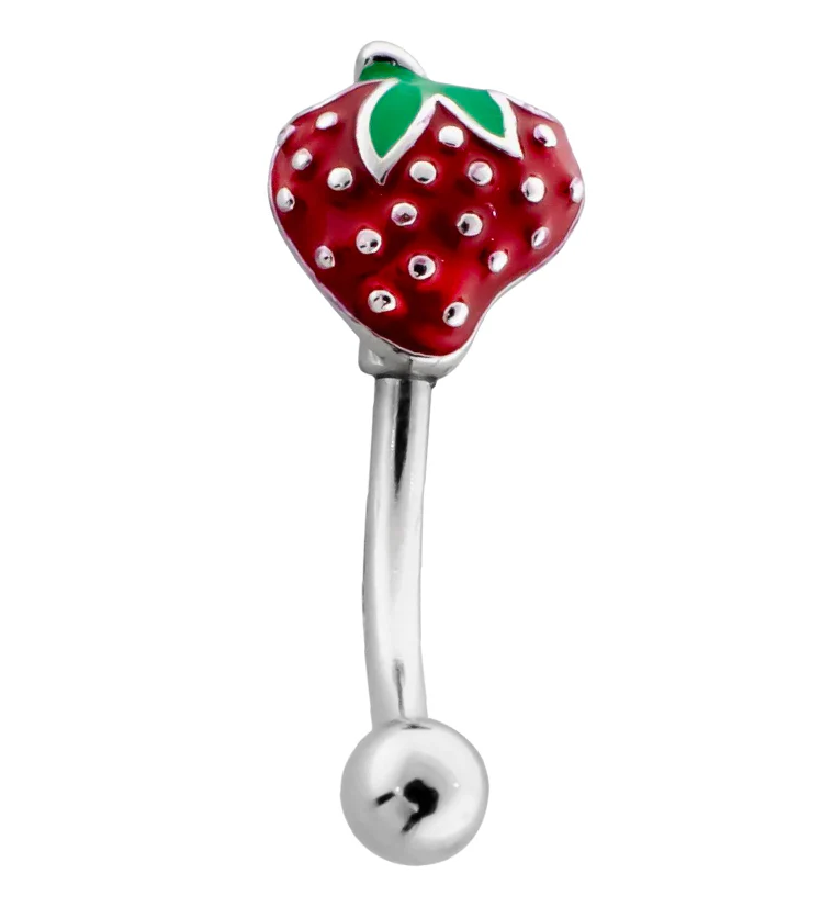 Strawberry Stainless Steel Curved Barbell - Mrs Treak